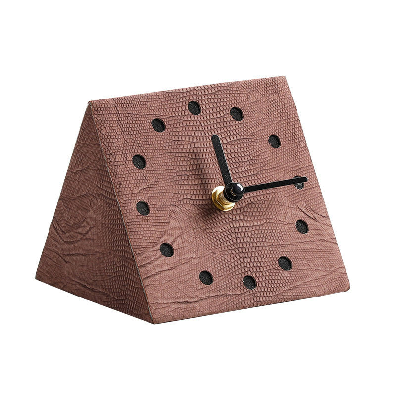 geometric clock brown