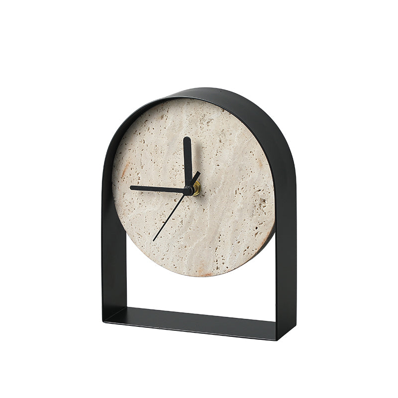 Travertine Table Clock