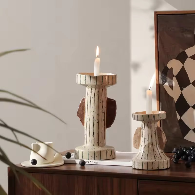 Double Ear Painted Line Candlestick A
