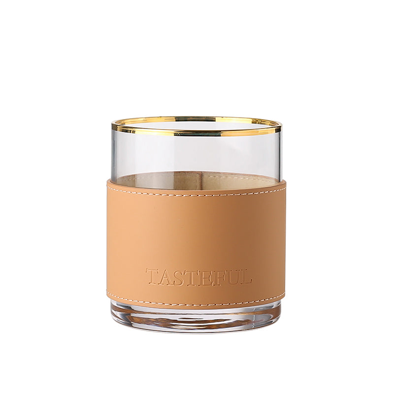 Lether wine glass-Coffee color