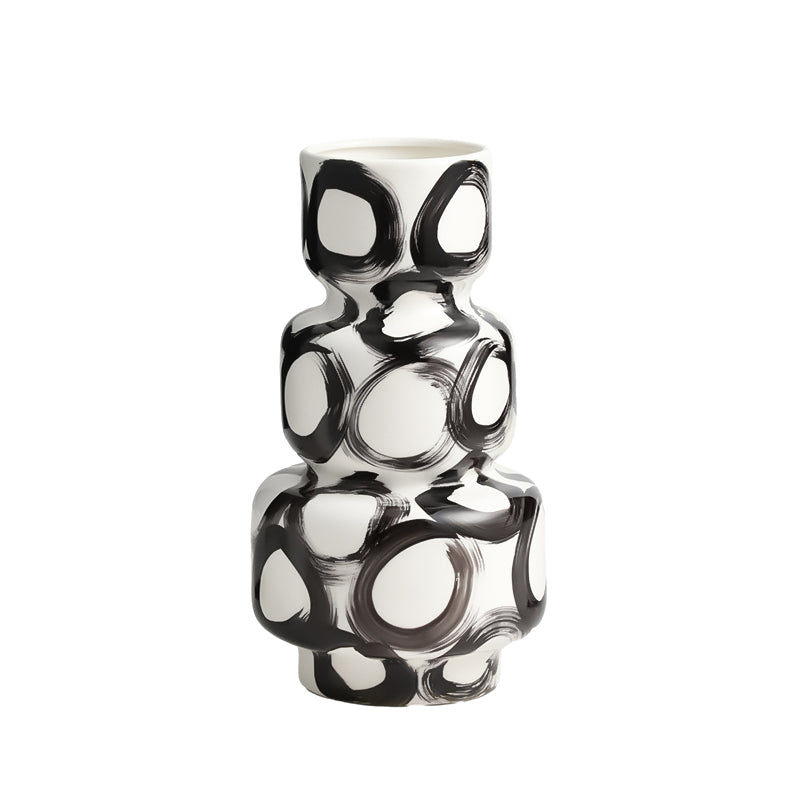 Ink circle stacked vase A