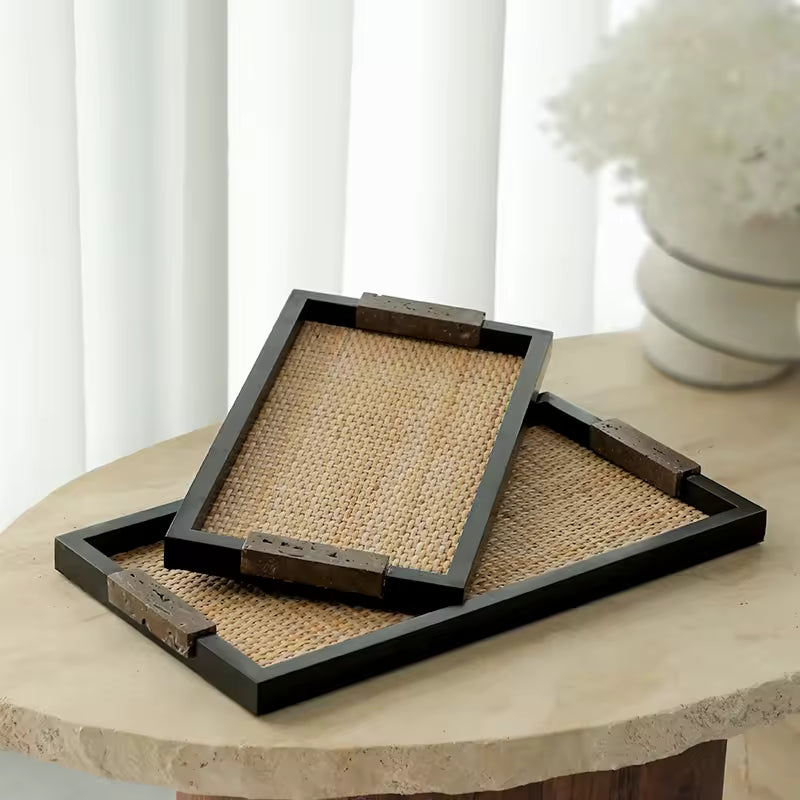 Stone Rattan Tray B